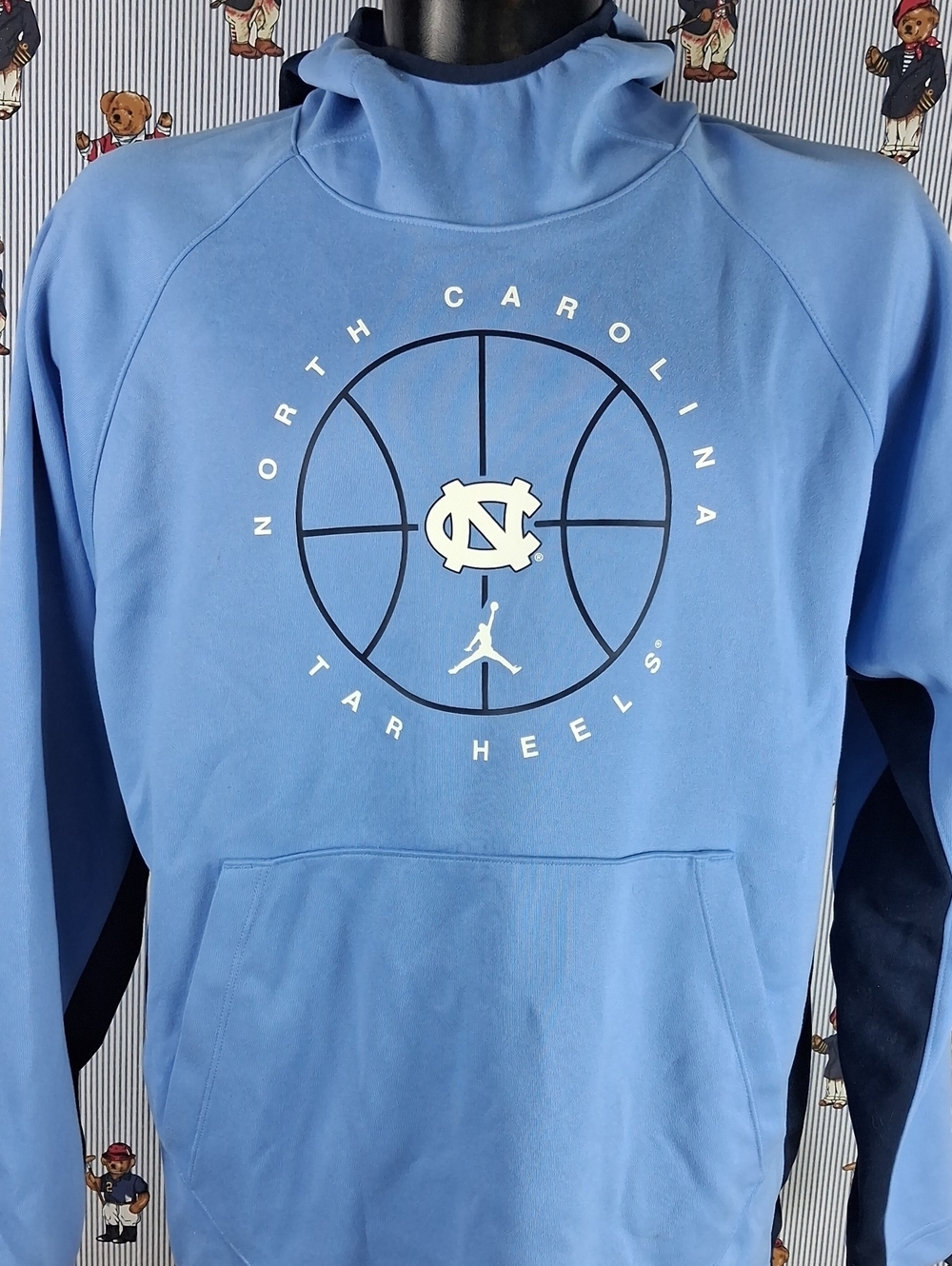 Jordan Brand North Carolina Tar Heels Basketball Blue & White Scuba Hood Hoodie